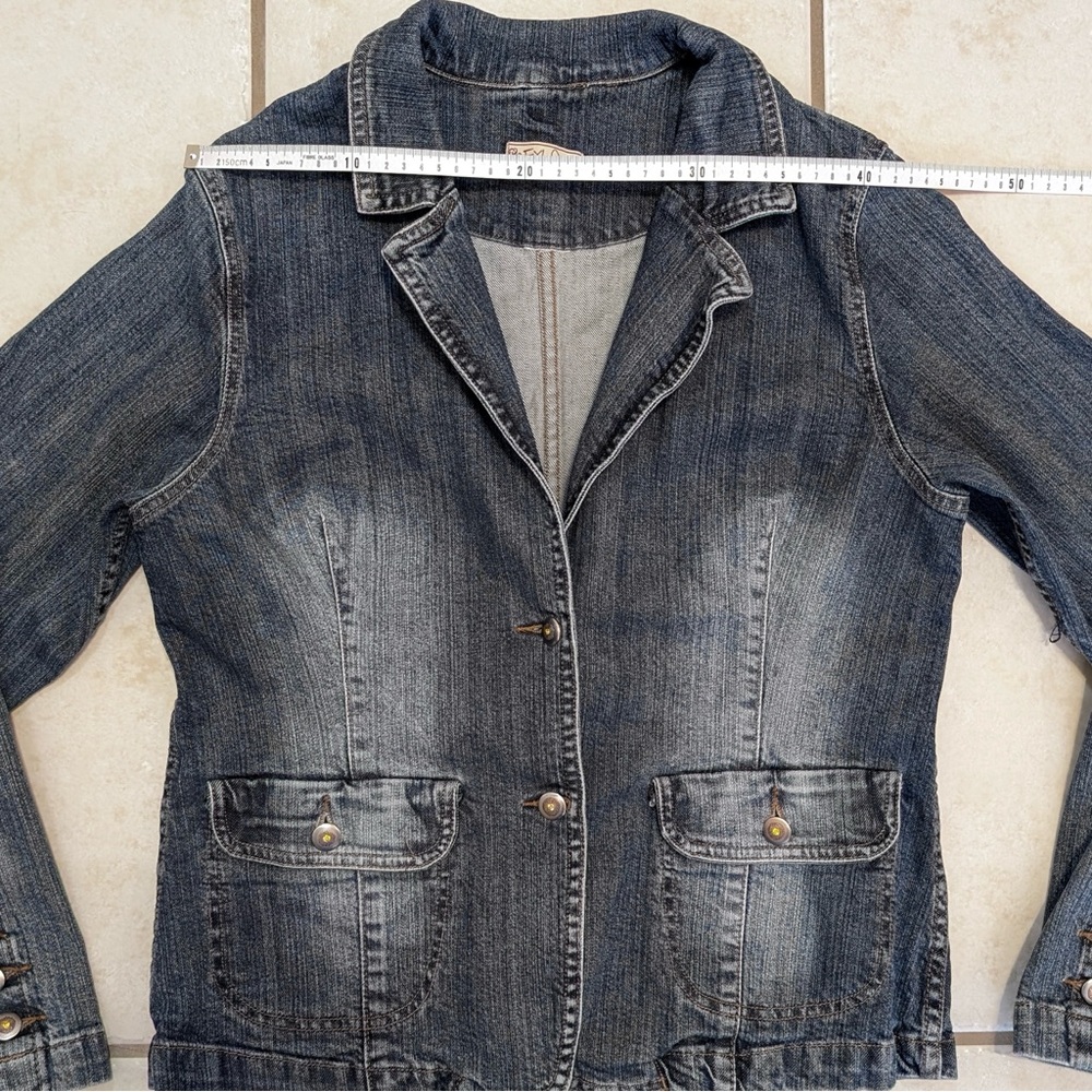 Size L Authentic Y2K Vintage Fylo Whimsigoth Denim Button Up Coat Bohemian Fairy - Picture 5 of 15